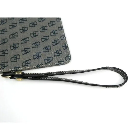 Dooney & Bourke Monogram Navy Black Canvas Wristlet/Clutch - Picture 8 of 16